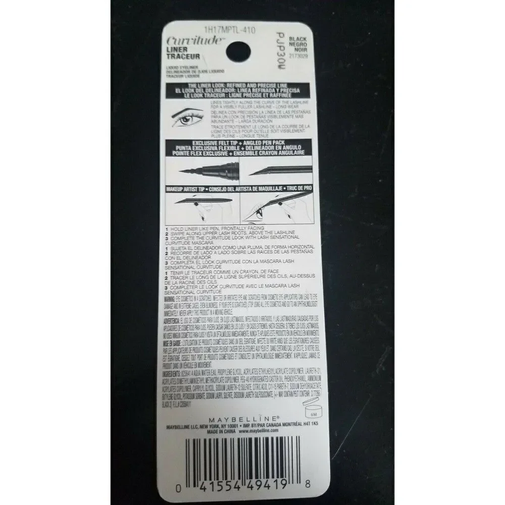 #410 Black Maybelline Curvitude Eyeliner 0.027 oz.